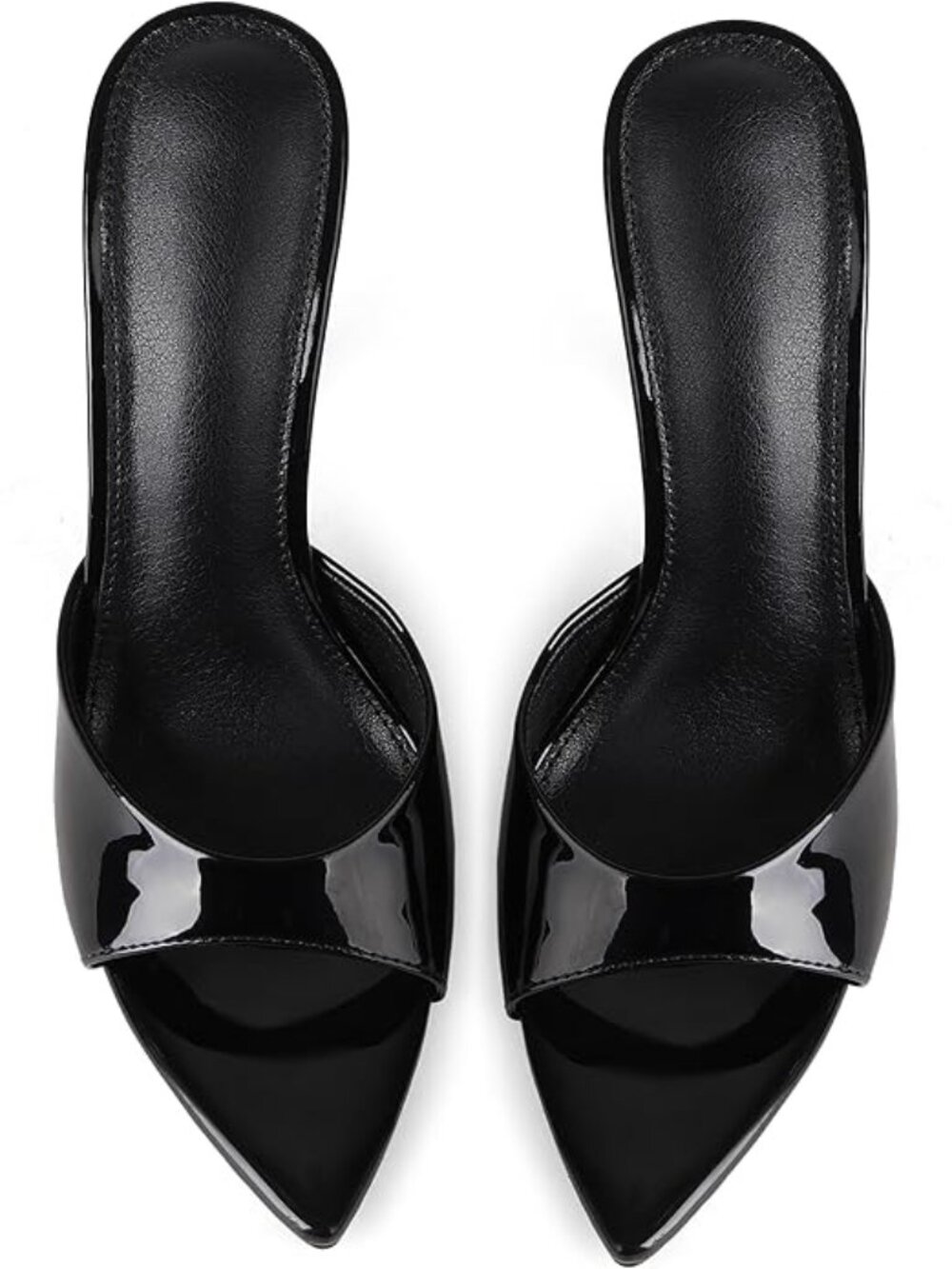 Womens Sandals Open Toe Stiletto High Heeled Slip On Dress Mules | Patent Leathe